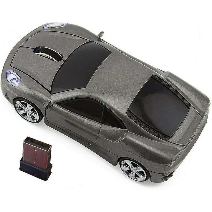 Vezeték nélküli egér, 2.4G, szürke, ergonomikus, mini USB, 10m