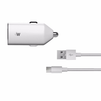Incarcator auto Just Wireless 2.4Amp, 10W + cablu 1.2m Type-C impletit, Silver Incarcator auto Just Wireless 2.4Amp, 10W + cablu 1.2m Type-C impletit, Silver