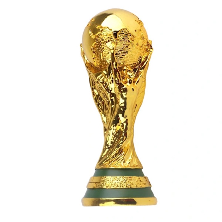 Trofeu replica Cupa Mondiala FIFA 2022, statueta decorativa, solida, auriu, 21 cm