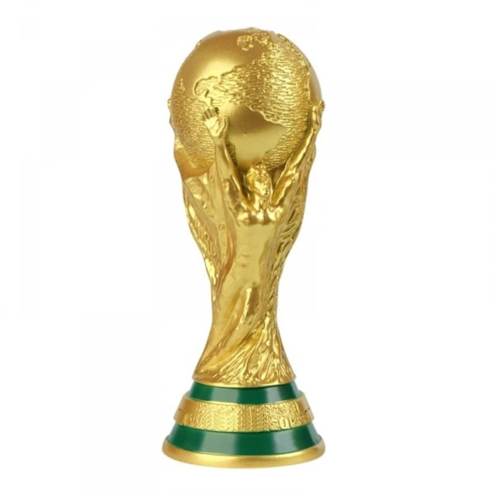 Trofeu replica Cupa Mondiala FIFA 2022 Qatar, statueta colectionara, finisaj metalic, 8.2 inch/20.8 cm, auriu/verde, 1 buc
