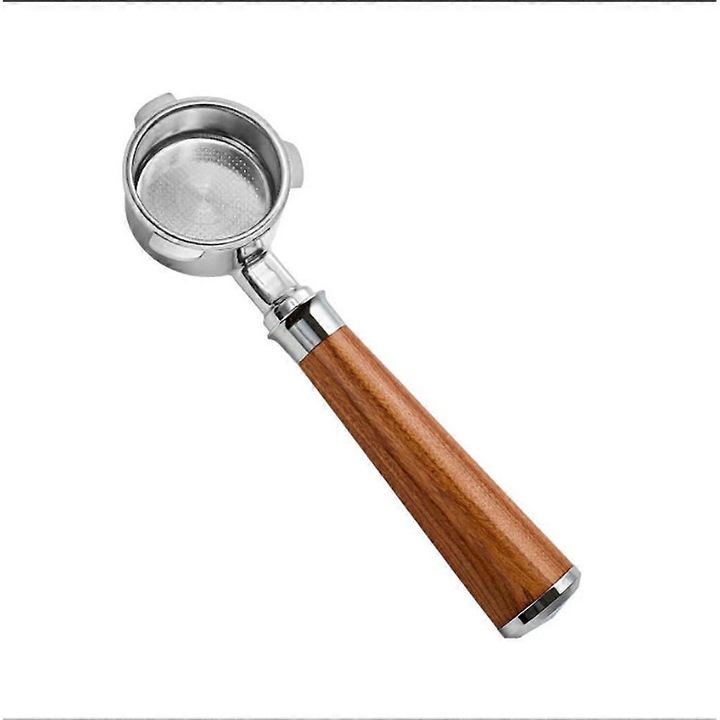 Portafiltru si filtru cafea 51mm, zinc si lemn, 22.5cm, pentru espressoare Delonghi EC680 EC685