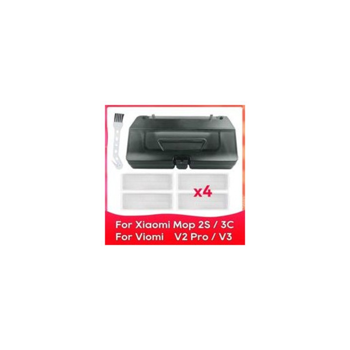 Rezervor apa si recipient praf 2-in-1, filtru HEPA, perie curatare, plastic, multicolor