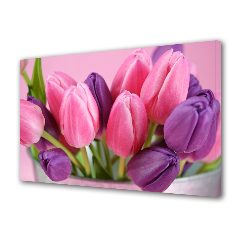 Tablou VarioView MoonLight Fosforescent Luminos in intuneric Flori Lalele violet si roz, 40 x 60 cm