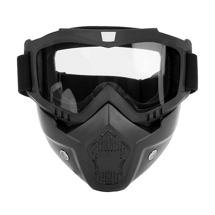 Teljes arcot védő maszk, átlátszó fekete, TPU carbon steel, állítható