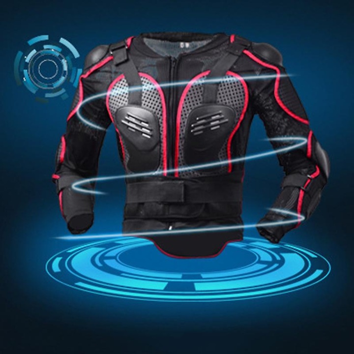 Jacheta protectie motocicleta, armura corp complet, protectie spate, negru, M