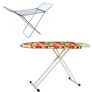 Pachet - Masa de calcat cu model floral, Zilan + Uscator de rufe metalic, Enger Pachet - Masa de calcat cu model floral, Zilan + Uscator de rufe metalic, Enger