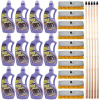 pachet - 12 x sampon pentru covoare si tapiterii toji carpet 1l  10 x perie de covor cu filet  5 x coada de maturamop din lemn natur imagen 8_0_
0