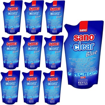 Pachet 10 bucati - Sano Clear, Rezerva, Blue, Solutie pentru curatat geamuri, 10x 750ml Pachet 10 bucati - Sano Clear, Rezerva, Blue, Solutie pentru curatat geamuri, 10x 750ml