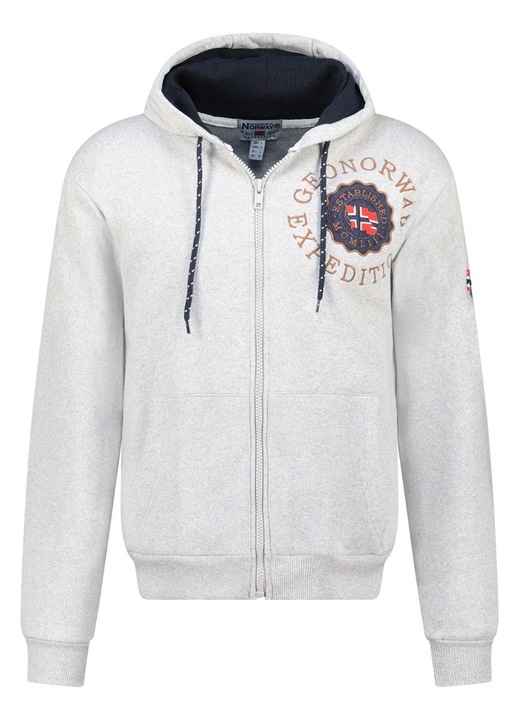 Férfi pulóver Geographical Norway GEGANTO, szürke, pamut/poliészter, kapucnis és cipzáras