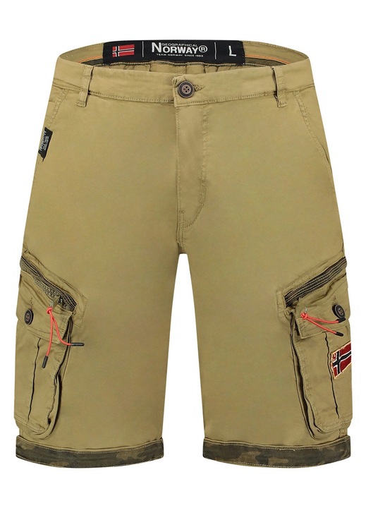 Geographical Norway PARENTO férfi sport rövidnadrág, bézs, 100% pamut, klasszikus szabás, 6 zseb