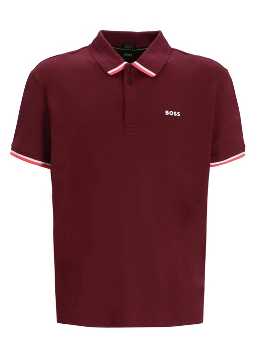 BOSS Paddy Lux galléros póló, piros, pamut, slim fit szabás