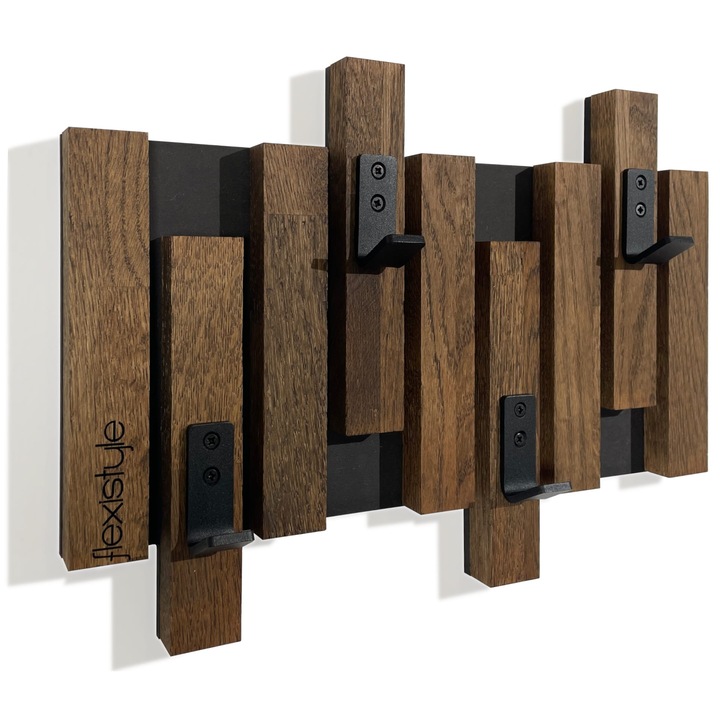 Cuier de perete FLEXISTYLE Lamele Mini compact maro-negru 40x30x2,6cm