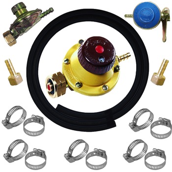 Pachet - Furtun pentru gaz, 10M.L. + 2 x Piulita cu filet invers + 10 x Colier metalic + Ceas butelie cu cheie + Ceas EUROGAZ pentru butelie cu reglaj + Regulator gaz Ozkan Pachet - Furtun pentru gaz, 10M.L. + 2 x Piulita cu filet invers + 10 x Colier metalic + Ceas butelie cu cheie + Ceas EUROGAZ pentru butelie cu reglaj + Regulator gaz Ozkan