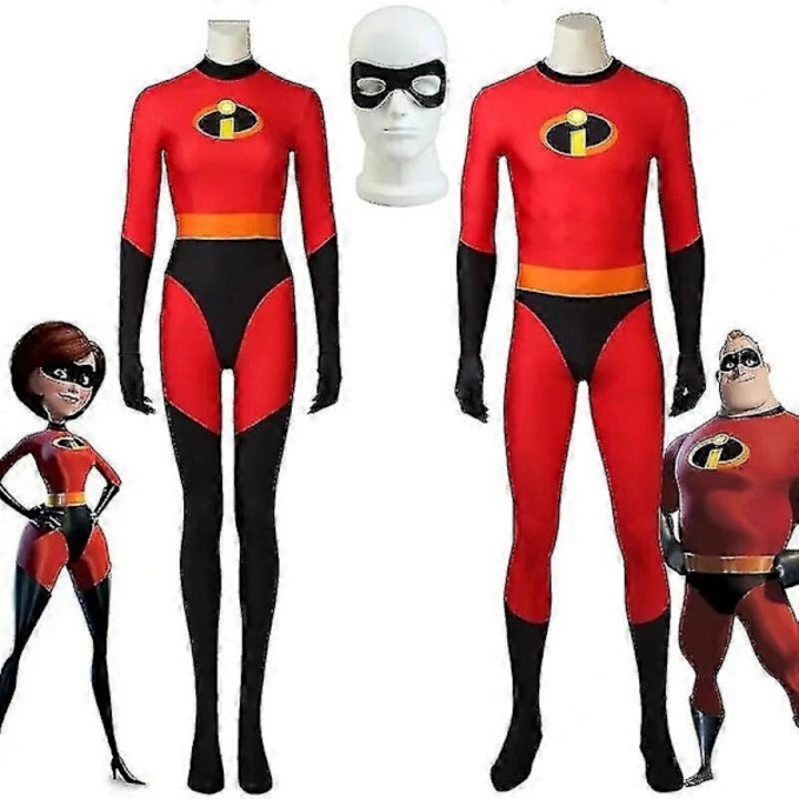 Костюм от полиестер с принт The Incredibles и включена маска, Червено/черно, 170 см