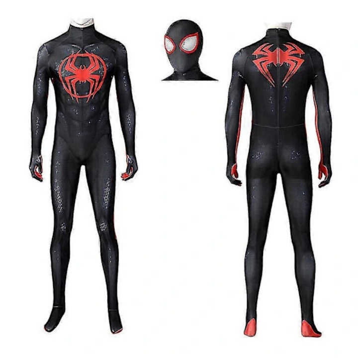 Costum cosplay Spiderman Miles Morales, spandex, albastru-rosu, 130