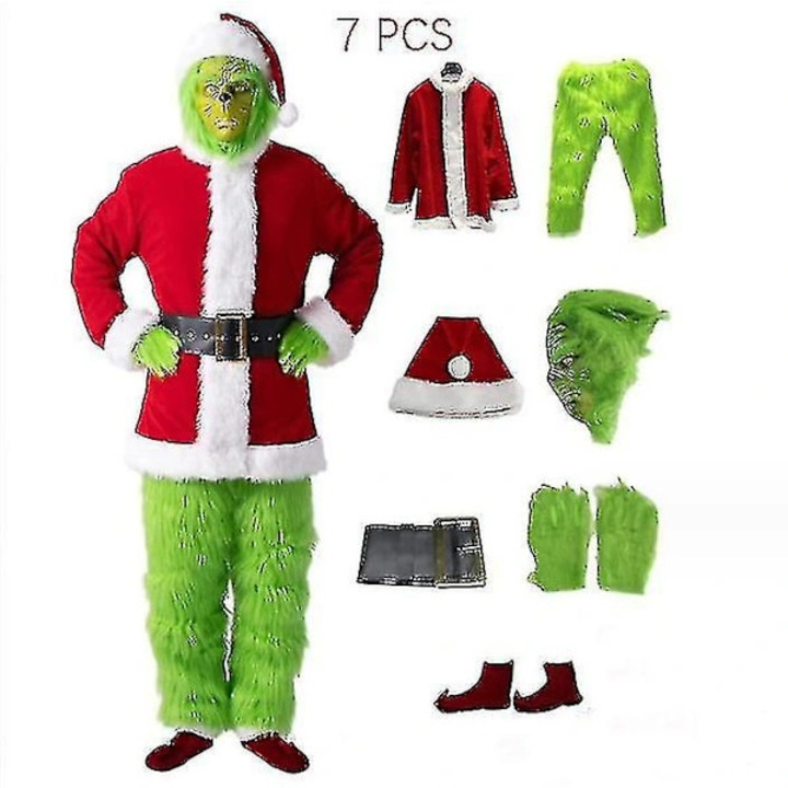 Costum carnaval adulti 7 piese Grinch marime 3XL multicolor