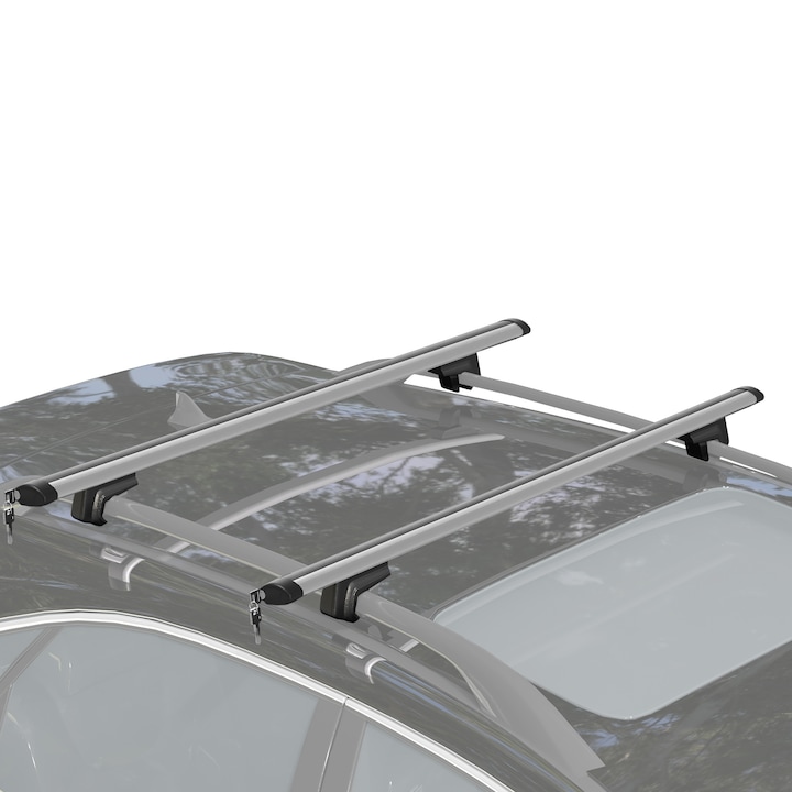 Bare transversale auto, HOMCOM, aliaj de aluminiu, plastic ABS,135cm x 5.5cm x 7cm, Argintiu
