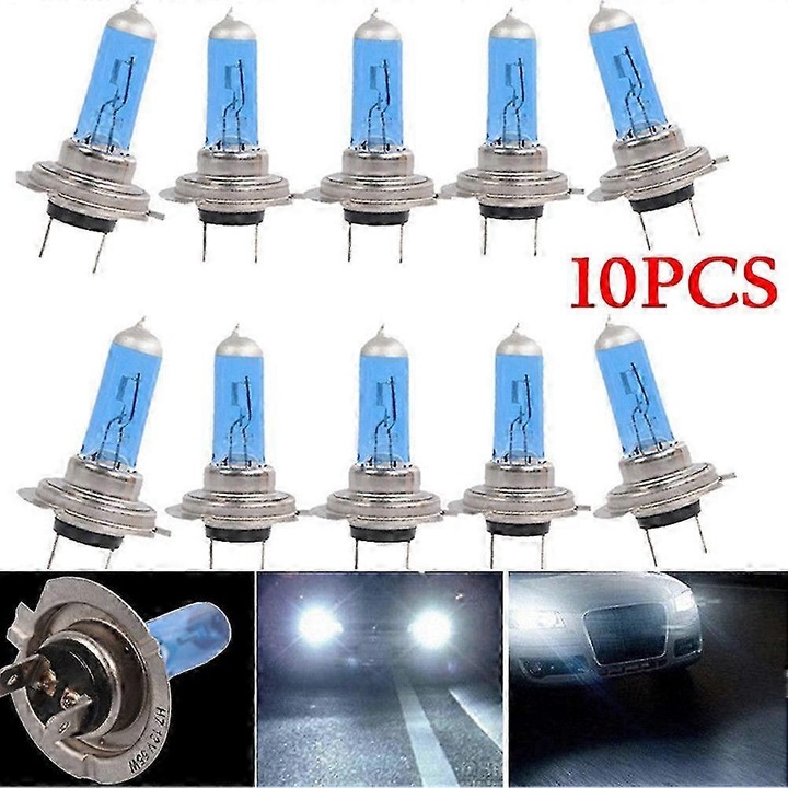 Set 10 becuri auto H7 12v 55w xenon alb 6000k