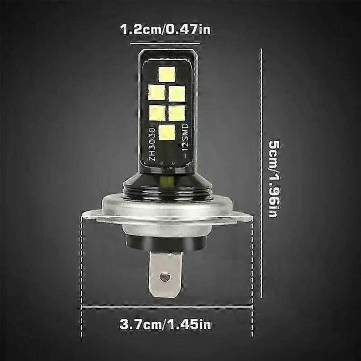 Set becuri LED far auto H7 H4, 12V, 6000K, alb, IP67, 360°