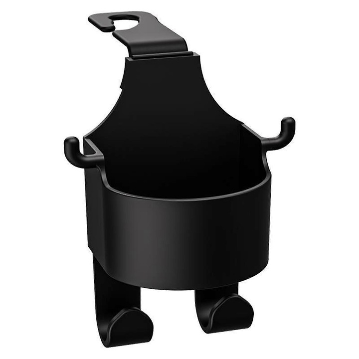 Set 2 suporturi multifunctionale auto pentru telefon si accesorii, negru, universal, fixare pe tetiera spate