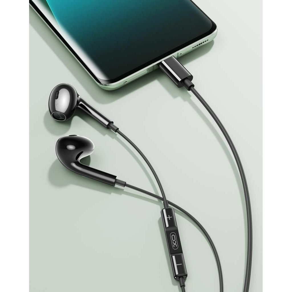 Casti cu fir XO EP74, USB-C, negru, 1.2m