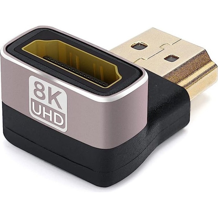 Adaptor HDMI 2.1 Powertech 8K60Hz unghiular negru