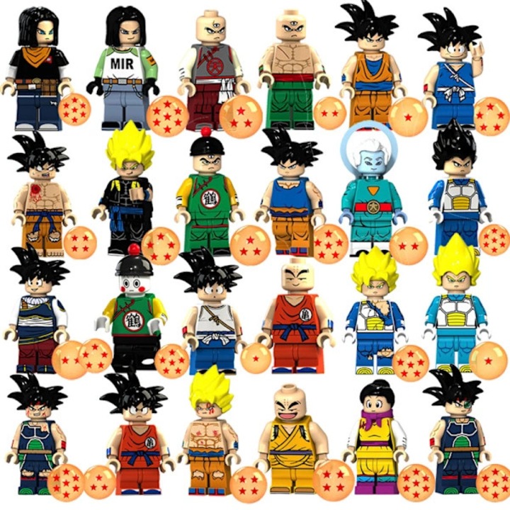Dragon Ball építőkészlet, mini figurák, apró alkatrészek, többszínű