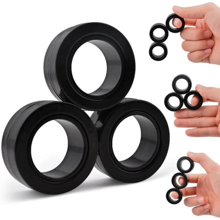 Set 3 inele magnetice fidget pentru copii si adulti multicolor