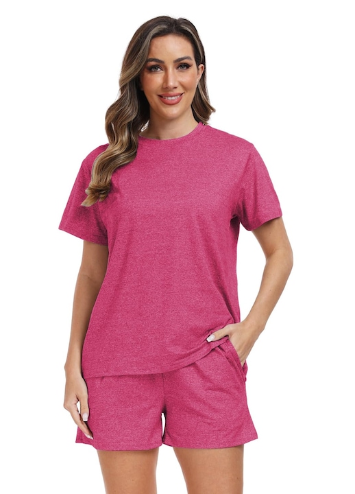 Pijama Teemie Dama Maneca Scurta cu Buzunare Mov One Size INTL