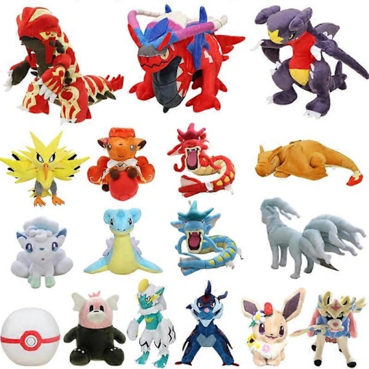 Комплект плюшени играчки Pokemon Garchomp Groudon Charizard Vulpix Koraidon Miraidon Gyarados многоцветни
