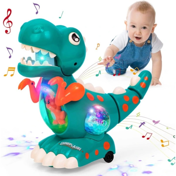 Jucarie interactiva bebelusi dinozaur muzical multicolor