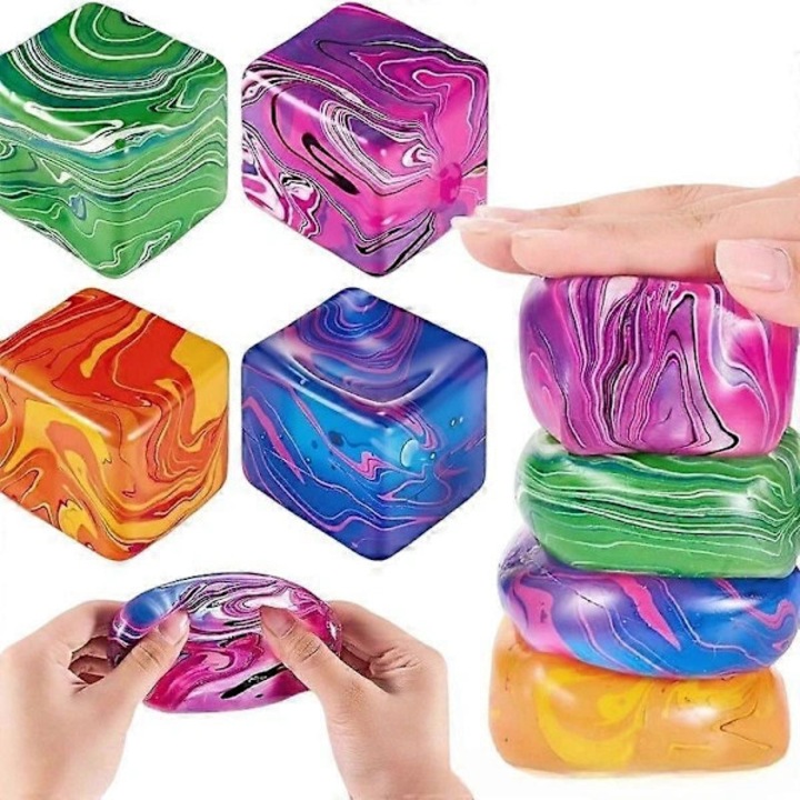 Bile antistres squishy cubice marmorat 5,5 cm moi lente multicolor