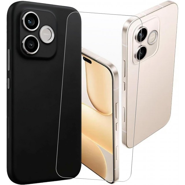Pachet Husa + Folie Sticla Upzz® Slim Compatibila Cu Honor 600 LITE, Protectie Completa, Husa Slim, Negru