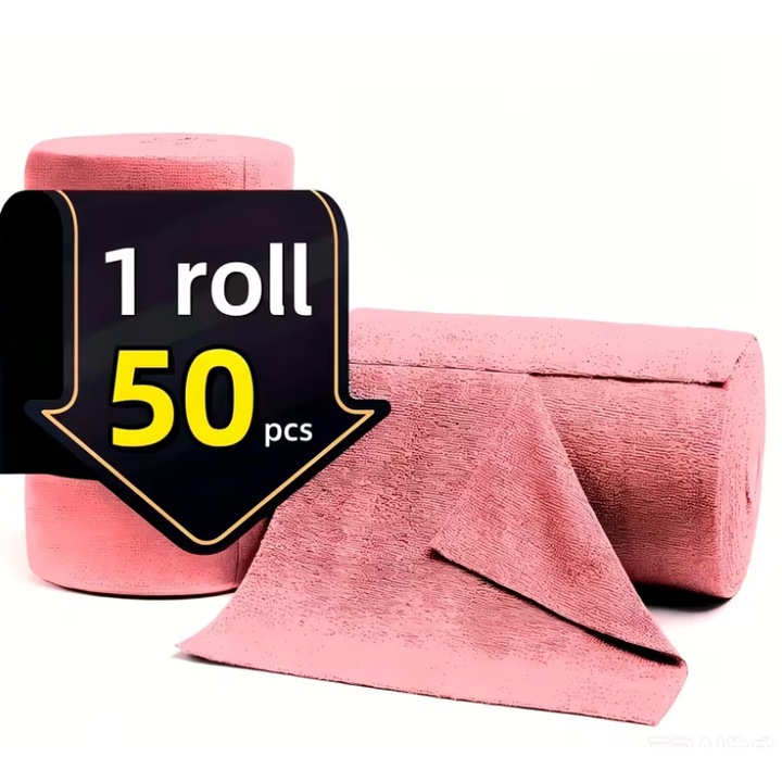 50 db EBIN Újrafelhasználható Mikroszálas Törlőkendő Készlet, Szegély nélküli, Magas Nedvszívó Képesség, Gyorsan Száradó, 25 x 25 cm, Rózsaszín