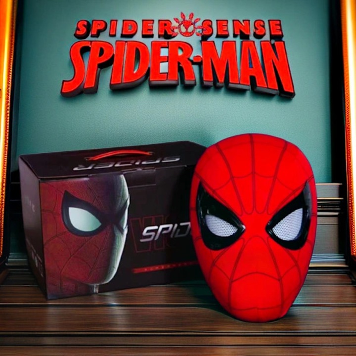 Маска Spider-Man реплика 1:1 с подвижни механични очи и дистанционно управление, червена, универсален размер