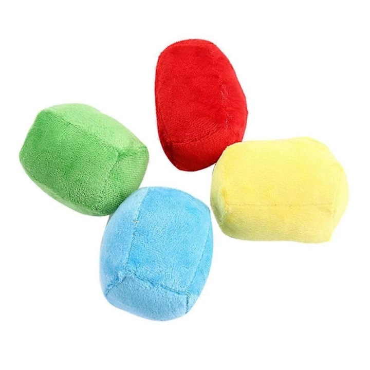Set 4 mingi din plus pentru copii, bile moi umplute cu bumbac PP, fara scame, usoare si portabile, Multicolor (rosu, galben, albastru, verde), 8x5.5x6 cm, 4 bucati