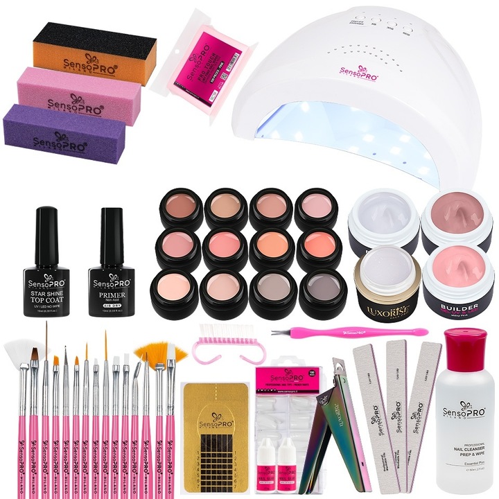 Kit Unghii False cu Gel UV - Promotie #55 + CADOU Set 15 Pensule Manichiura
