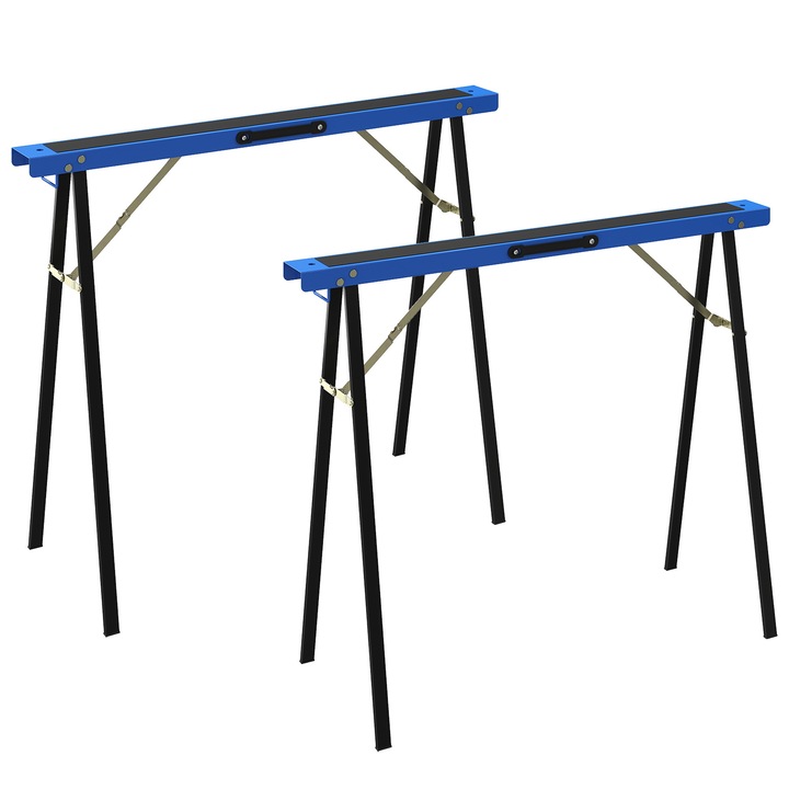 Capra de lucru, HOMCOM, Metal, EVA, 99, 5 x 36, 5 x 78, 5 cm, Albastru, Negru