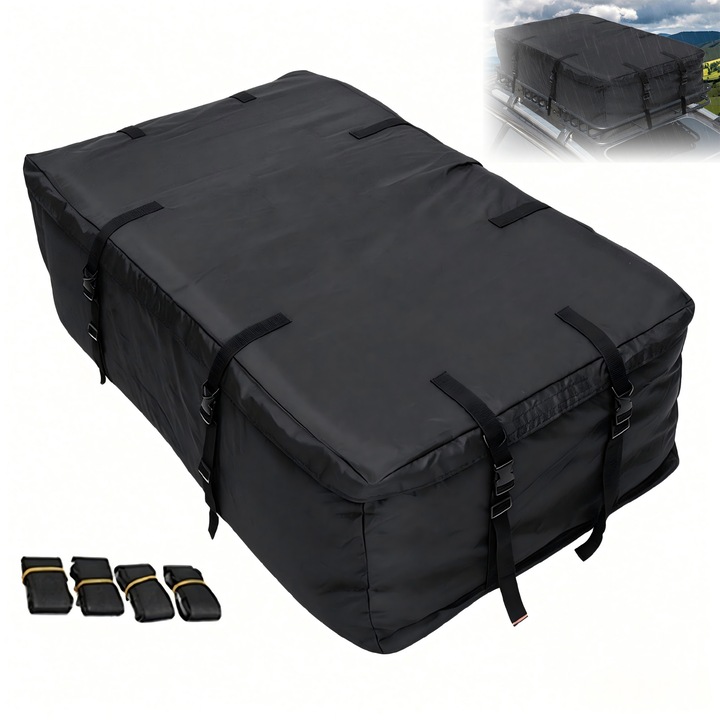 Cutie Portbagaj Auto Wulnar, Impermeabilă, 520l, Neagră, 145x80x45cm