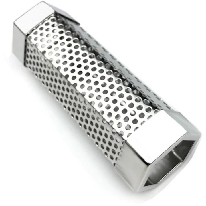 Tub fumator hexagonal din otel inoxidabil 304 pentru gratar, rezistent, 30x10cm