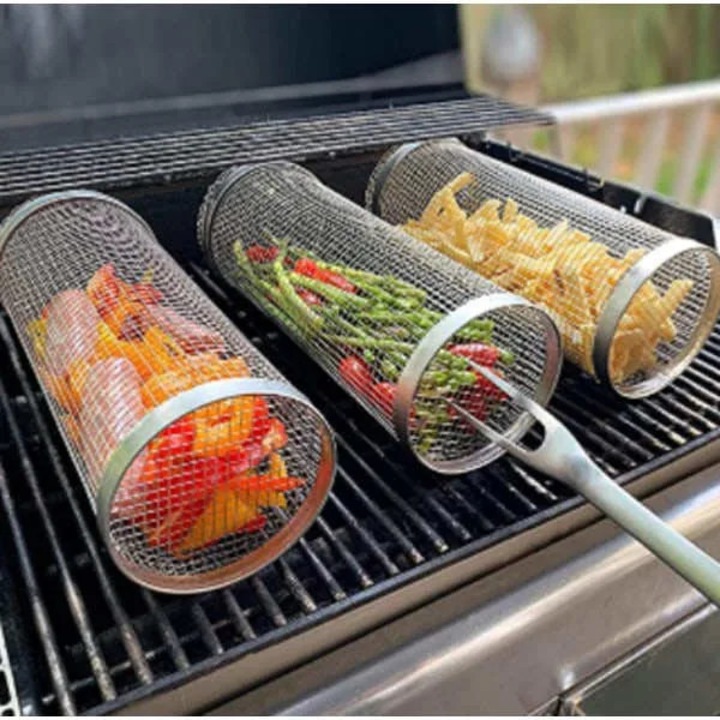 Cos gratar rulant inox 9.5x30cm cu carlige