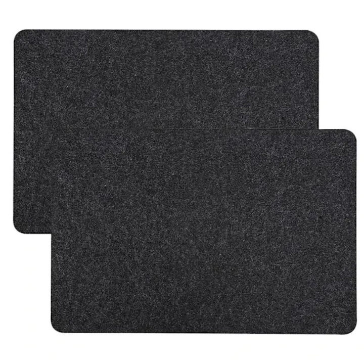 Covoras termoizolant / suport pentru friteuza cu aer, rezistent la caldura pana la 300°C, antiderapant cu suprafata din silicon si fetru, protejeaza blatul si permite glisare, Negru, Set 2 bucati