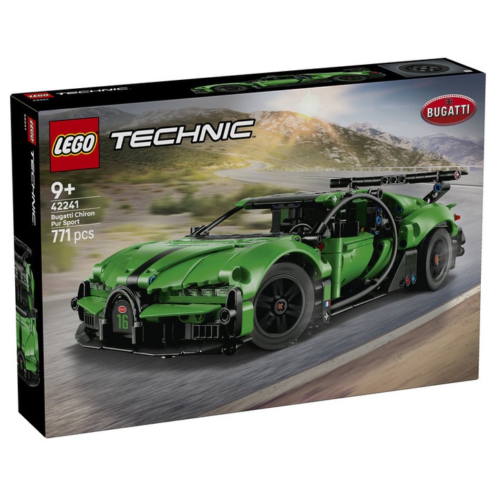 LEGO Technic 42241 Bugatti Chiron Pur Sport verde hipermasina