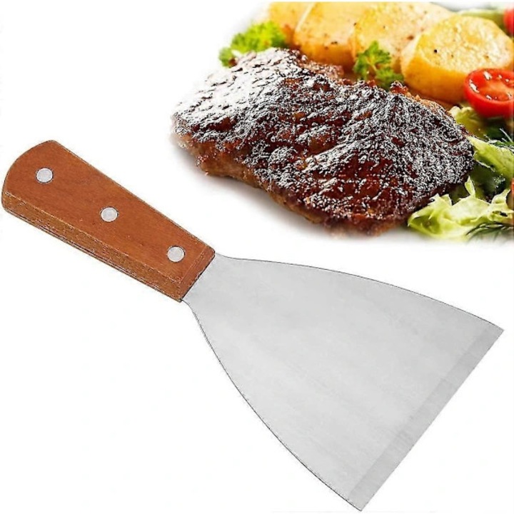 Spatula gratar inox si lemn, rezistenta, 3 nituri, marime medie