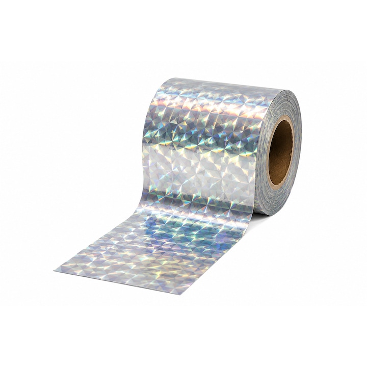 Banda anti pasari, reflectorizanta, model holografic, rola 5cm x 35m, protectie livada, gradina, Multicolor