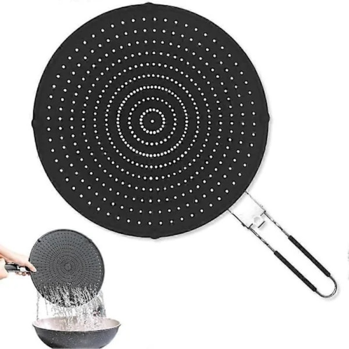 Fröccsenésgátló szilikon fedő, univerzális, fekete, 32cm