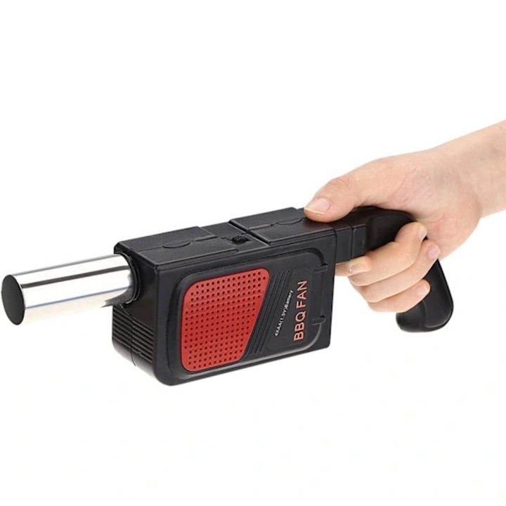 Ventilator electric portabil pentru gratar, plastic si otel inoxidabil, compact, rezistent