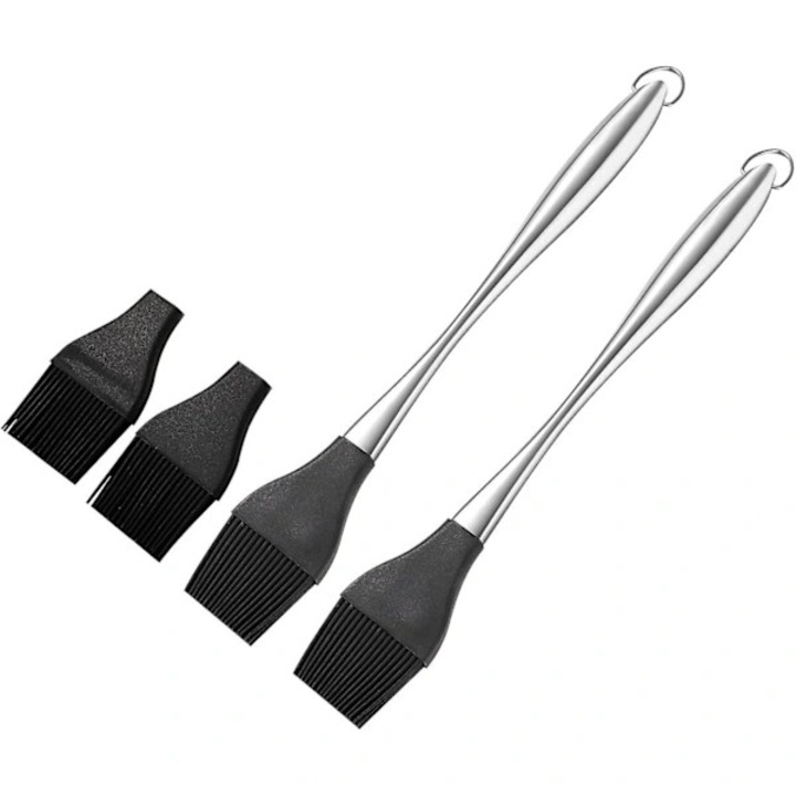 Pensula silicon si otel inoxidabil pentru gratar 30cm, rezistenta la caldura