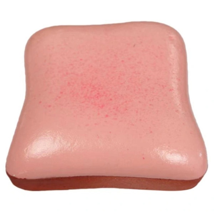 Jucarie antistres squishy paine prajita, moale, 9x9x3cm, roz