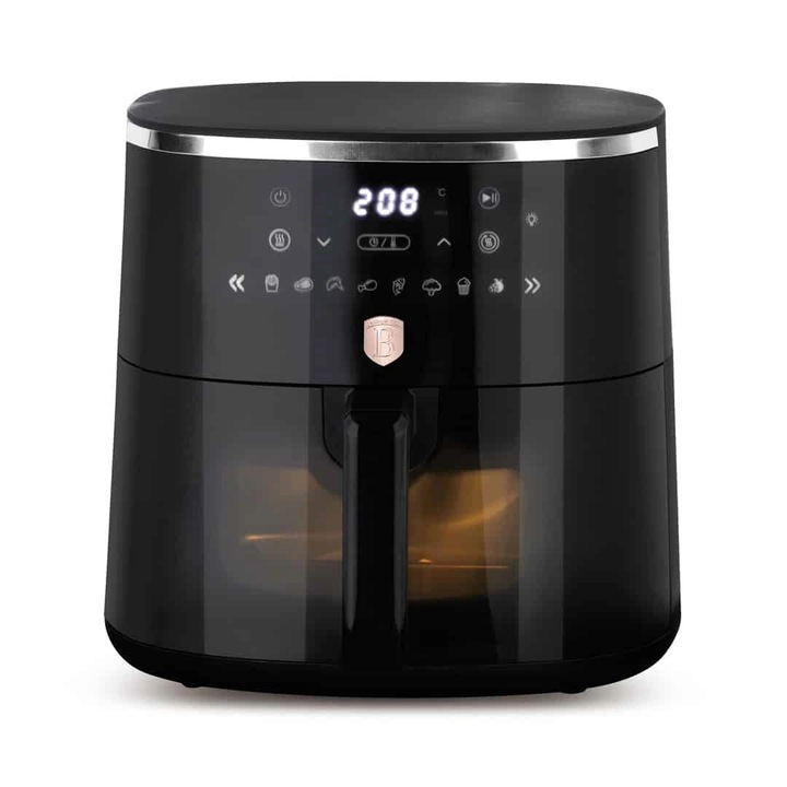 Berlinger Haus LP-BH-237 Black Rose Collection fekete 6, 15 L, átlátszó ablakkal, forrólevegős sütő